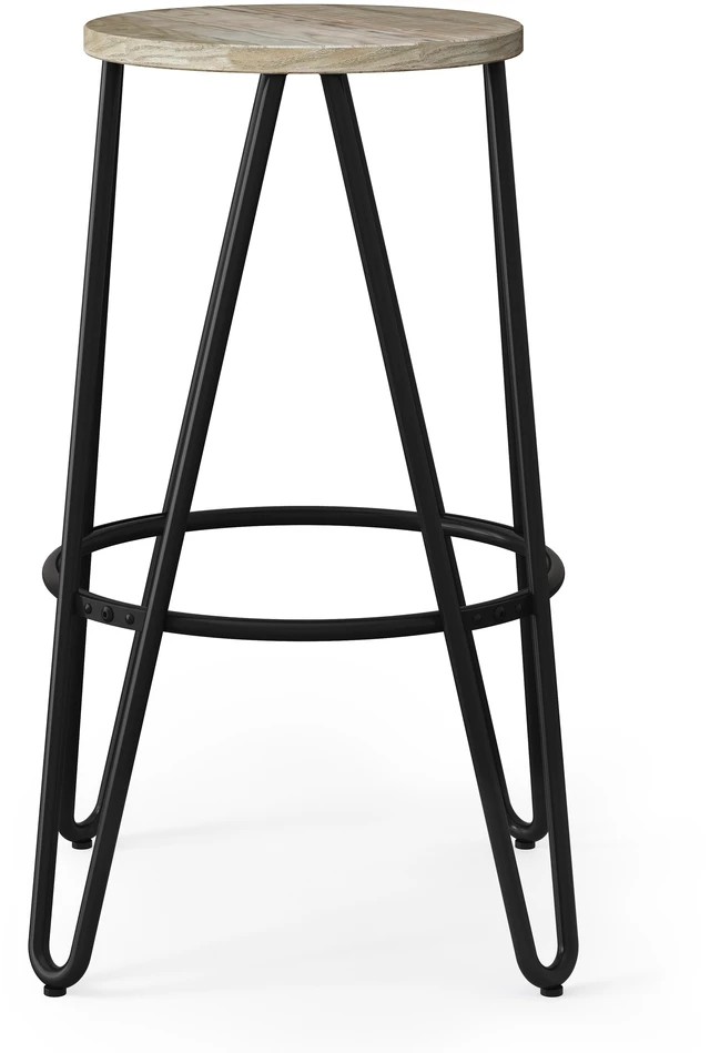 Alt view image 6 of 7 - Webster Solid Elm 26 Inch Metal Counter Height Stool with Wood Seat Set 2, Brown, Seating for Dining