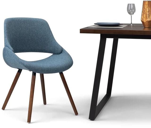 Alt view image 5 of 7 - Bentwood Dining Chair in Denim Woven Fabric, Blue, Wood and Fabric, Seating for Dining