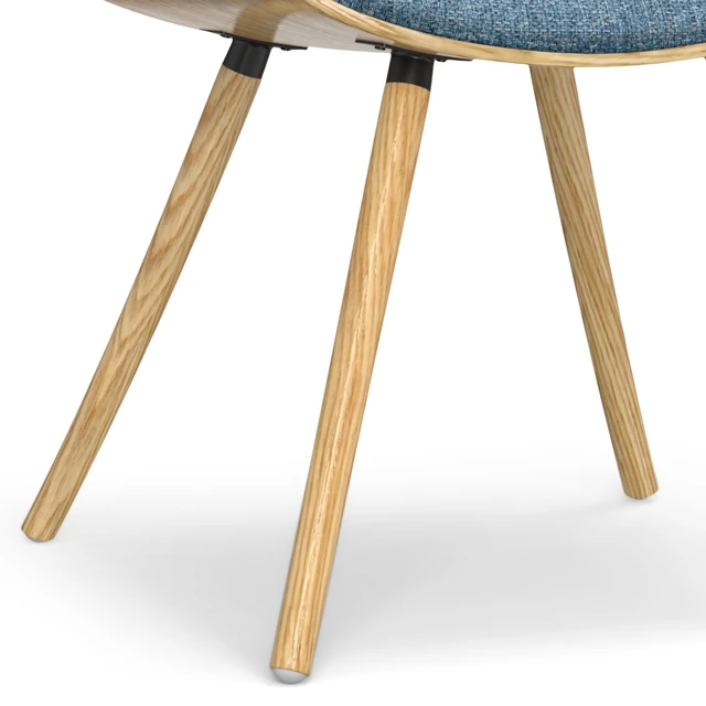 Alt view image 5 of 7 - Bentwood Dining Chair with Back in Denim Linen Fabric, Blue, Wood and Fabric, Seating for Dining