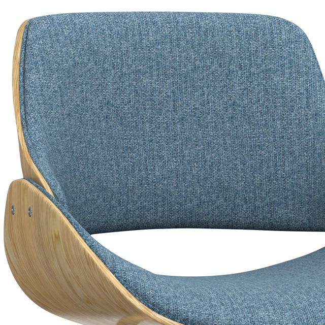 Alt view image 6 of 7 - Bentwood Dining Chair with Back in Denim Linen Fabric, Blue, Wood and Fabric, Seating for Dining