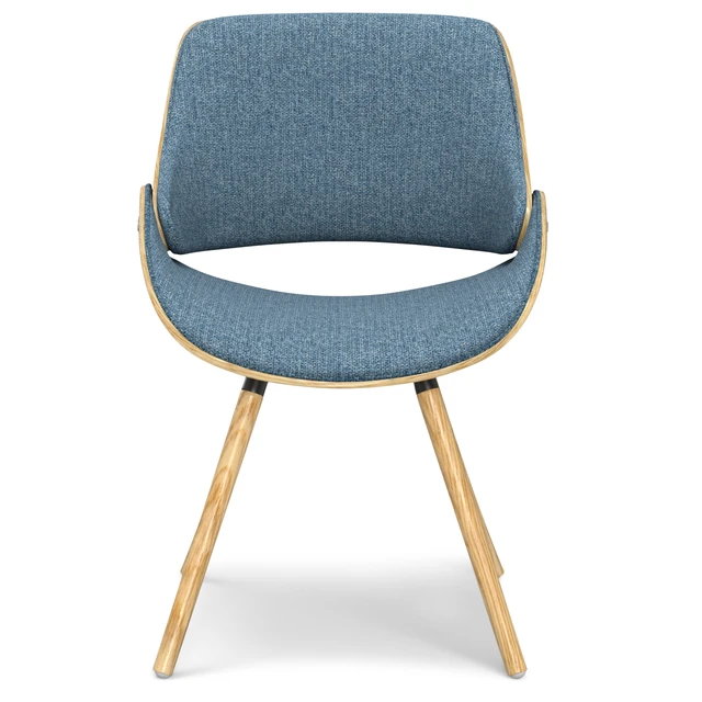 Alt view image 4 of 7 - Bentwood Dining Chair with Back in Denim Linen Fabric, Blue, Wood and Fabric, Seating for Dining