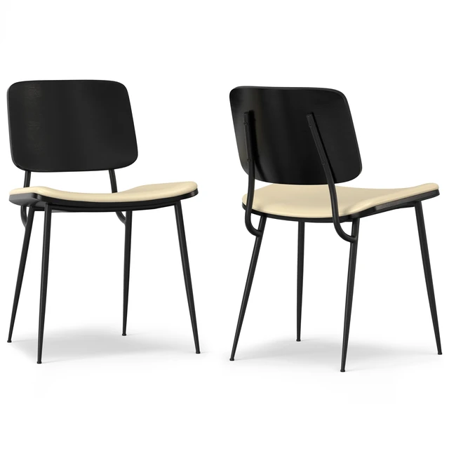 Alt view image 5 of 7 - Dining Chair Set 2 in Vegan Faux Leather, Off White, Seating for Dining