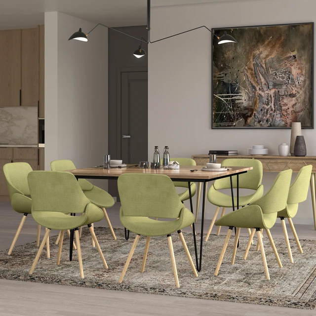 Alt view image 4 of 6 - Bentwood Dining Chair with in Acid Woven Fabric, Green, Wood and Fabric, Seating for Dining