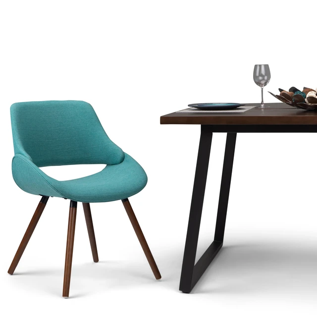 Alt view image 3 of 6 - Bentwood Dining Chair in Aqua Woven Fabric, Blue, Wood and Fabric, Seating for Dining