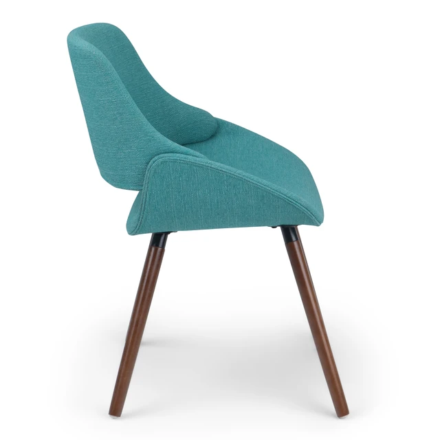 Alt view image 4 of 6 - Bentwood Dining Chair in Aqua Woven Fabric, Blue, Wood and Fabric, Seating for Dining