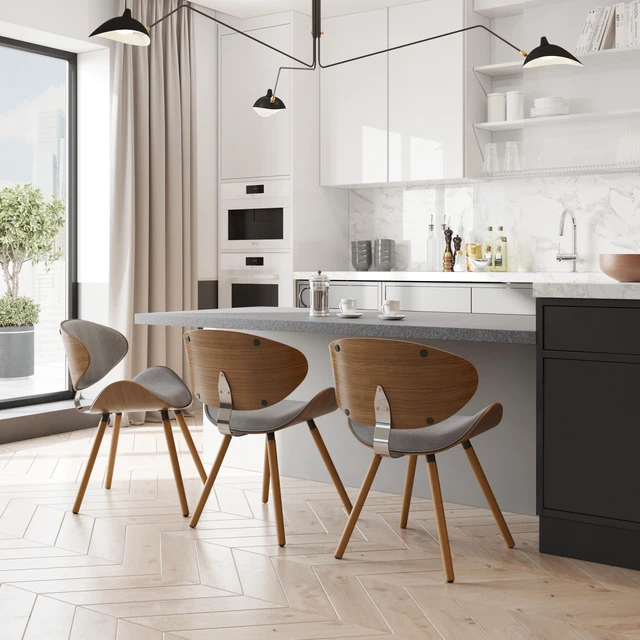 Alt view image 4 of 7 - Sierra Dining Chair in Linen Fabric, Grey, Wood and Fabric, Seating for Dining