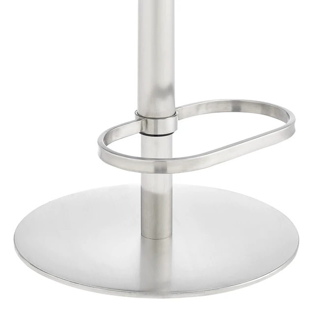 Alt view image 4 of 7 - Retro Swivel Stainless Metal Adjustable Height Barstool with Faux Leather Seat, White, Seating for Dining