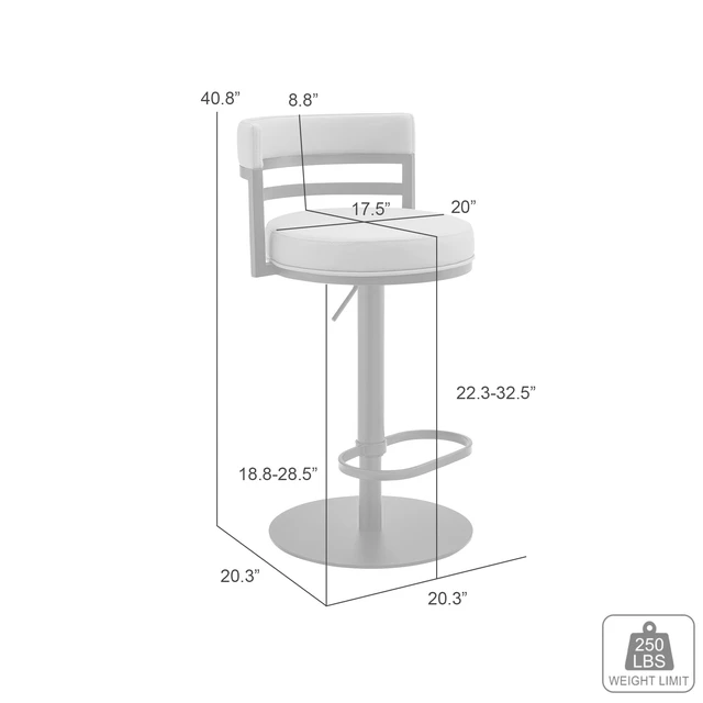 Alt view image 7 of 7 - Swivel Black Metal Adjustable Height Barstool with Faux Leather Seat, Gray, Seating for Dining