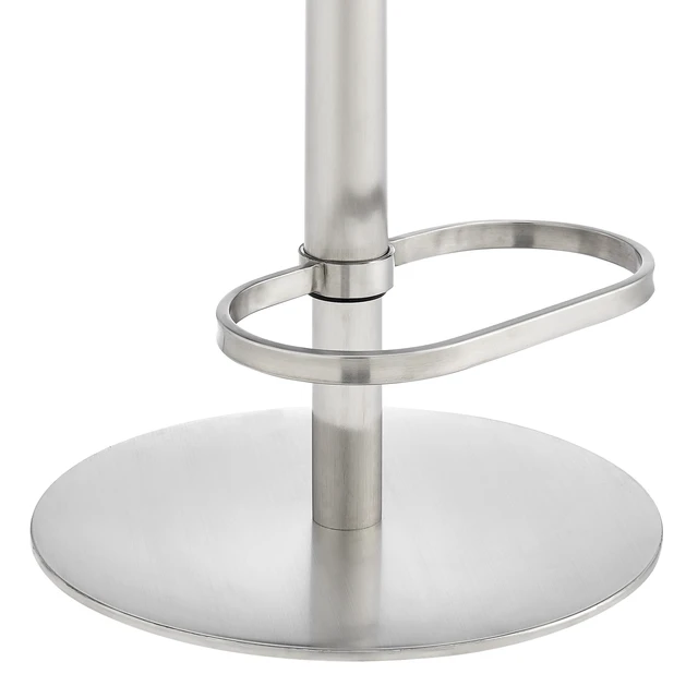 Alt view image 4 of 7 - Swivel Stainless Metal Adjustable Height Barstool with Faux Leather Seat, Black, Seating for Dining