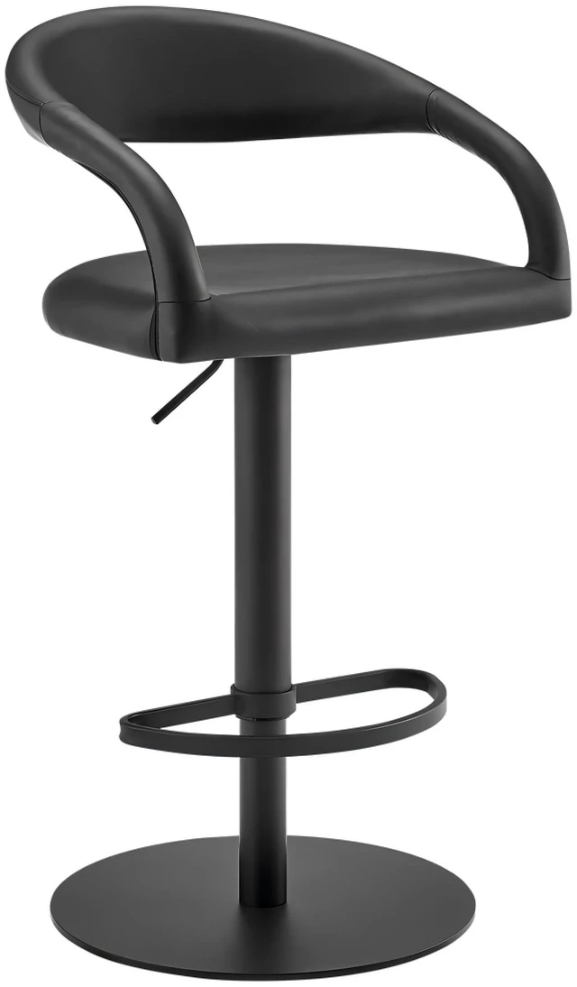 Main image of Swivel Metal Adjustable Height Barstool with Faux Leather Seat, Black, Seating for Dining