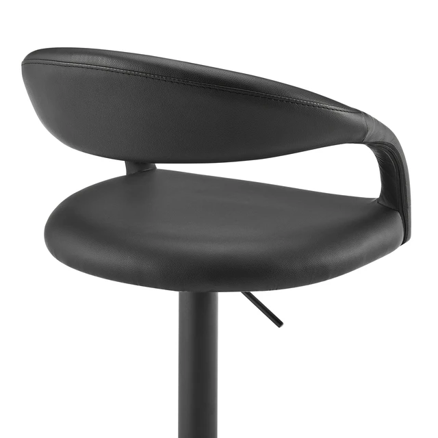 Alt view image 6 of 7 - Swivel Metal Adjustable Height Barstool with Faux Leather Seat, Black, Seating for Dining