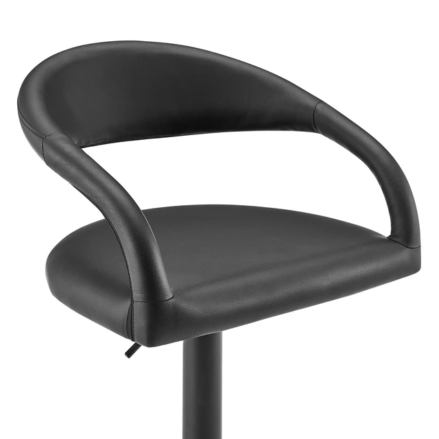 Alt view image 7 of 7 - Swivel Metal Adjustable Height Barstool with Faux Leather Seat, Black, Seating for Dining