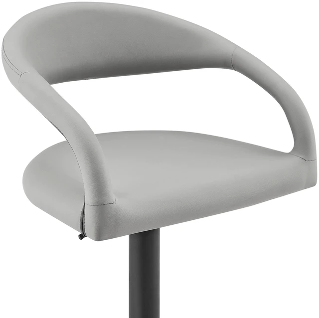 Alt view image 5 of 7 - Swivel Metal Adjustable Height Barstool with Faux Leather Seat, Light Gray, Seating for Dining