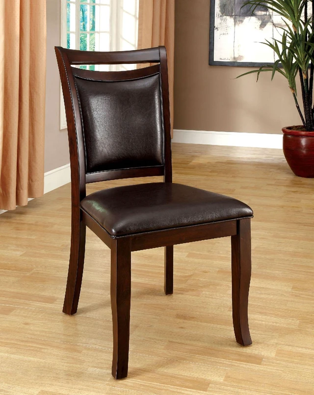 Alt view image 7 of 7 - Dining Chairs Padded Leatherette Seat Set 2 pc Side Chairs Dining Furniture, Cherry Espresso, Faux Leather and Solid