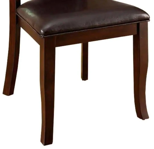 Alt view image 5 of 7 - Dining Chairs Padded Leatherette Seat Set 2 pc Side Chairs Dining Furniture, Cherry Espresso, Faux Leather and Solid
