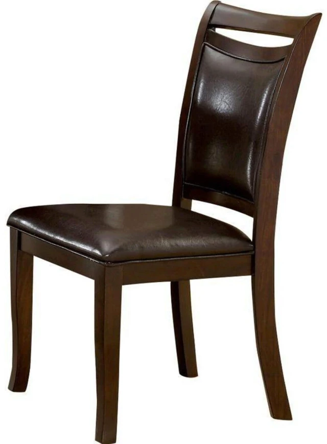 Alt view image 3 of 7 - Dining Chairs Padded Leatherette Seat Set 2 pc Side Chairs Dining Furniture, Cherry Espresso, Faux Leather and Solid