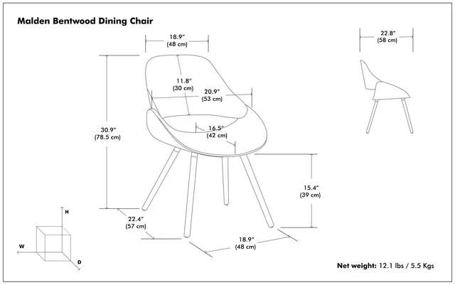 Alt view image 6 of 6 - Bentwood Dining Chair in Aqua Woven Fabric, Blue, Wood and Fabric, Seating for Dining