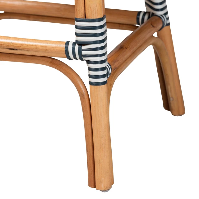 Alt view image 5 of 7 - French Two Tone and Weaving and Rattan 2 Piece Counter Stool Set, Navy Multi, Seating for Dining