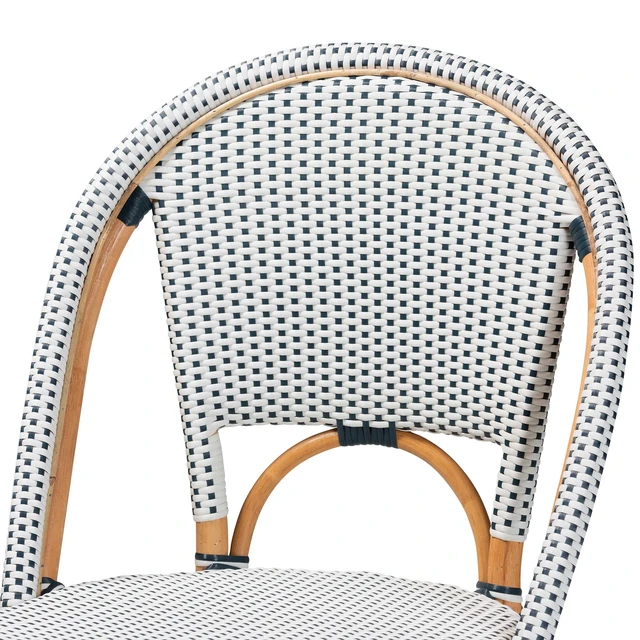 Alt view image 4 of 7 - French Two Tone and Weaving and Rattan 2 Piece Counter Stool Set, Navy Multi, Seating for Dining