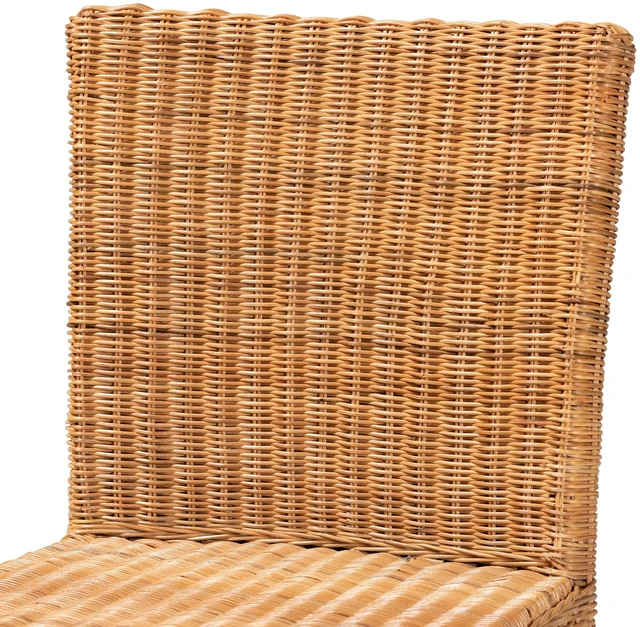 Alt view image 5 of 7 - Bohemian Rattan and Wood Counter Stool, Brown, Seating for Dining