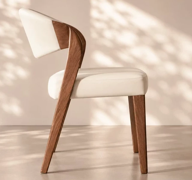 Alt view image 5 of 5 - Dining Chair Set Upholstery and Sculpted Wood Frame, Walnut, Seating for Dining
