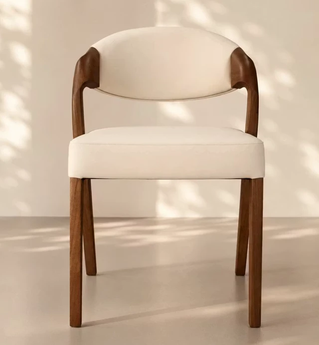 Alt view image 2 of 5 - Dining Chair Set Upholstery and Sculpted Wood Frame, Walnut, Seating for Dining