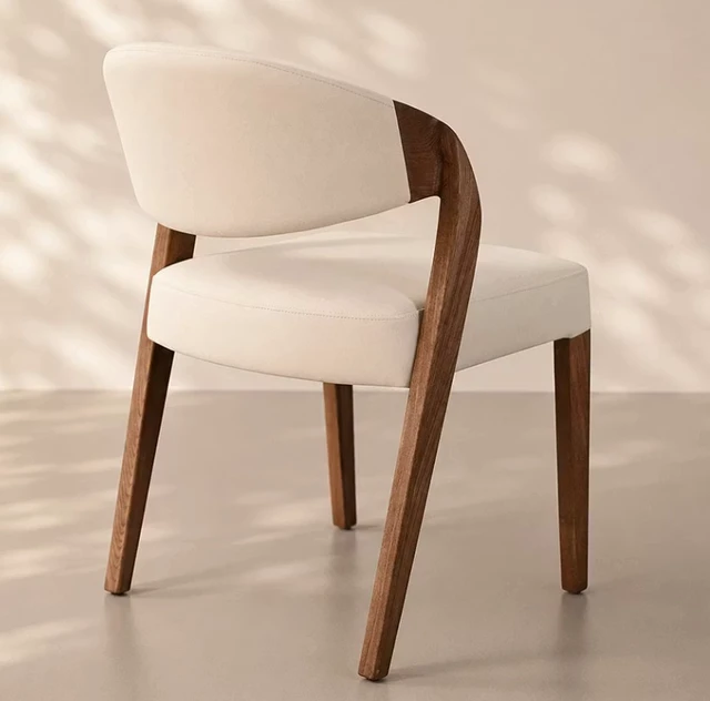 Alt view image 4 of 5 - Dining Chair Set Upholstery and Sculpted Wood Frame, Walnut, Seating for Dining