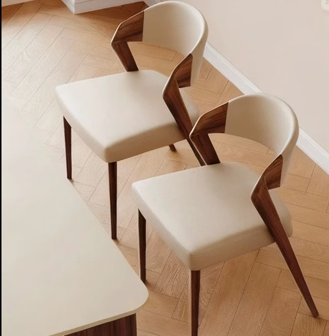 Alt view image 3 of 5 - Dining Chair Set Upholstery and Sculpted Wood Frame, Walnut, Seating for Dining
