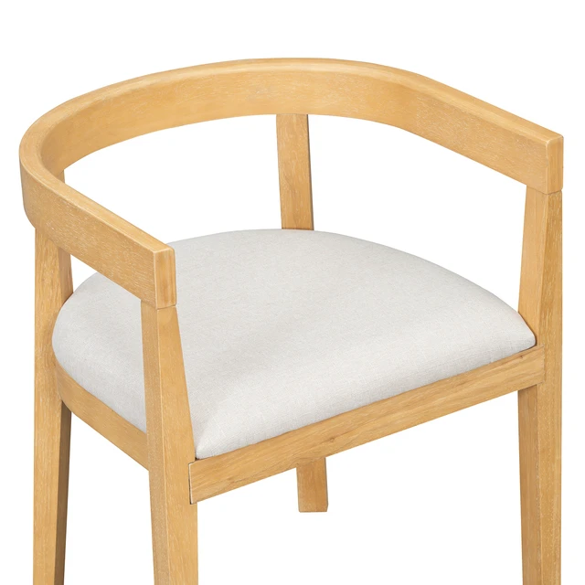 Alt view image 5 of 5 - Dining Chairs Set, Curved Back Upholstered Kitchen Chairs with Solid Wood Frame, Natural, MDF and Solid Wood, Seating