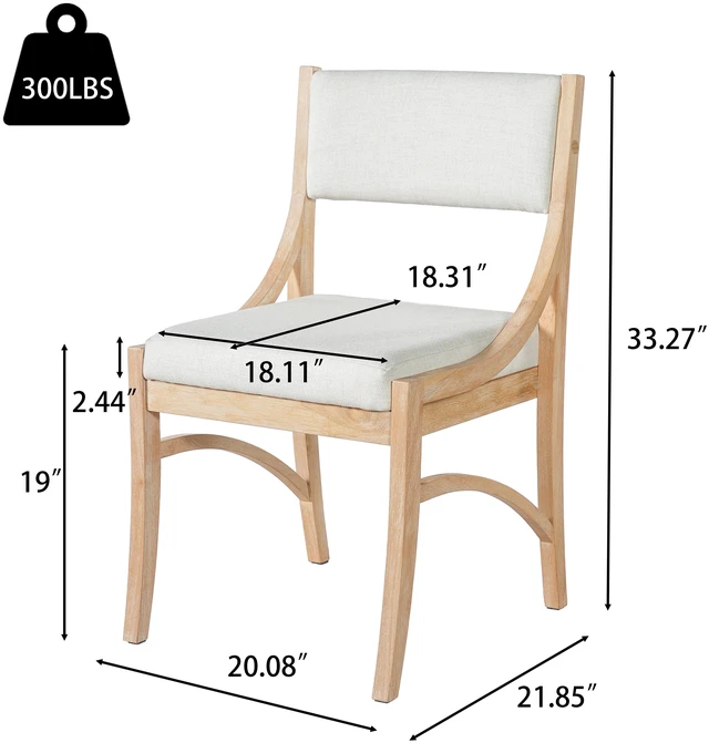 Alt view image 4 of 7 - Fabric Upholstered Dining Chairs, Kitchen Chairs with Curved Back Rubber Wood Frame Easy Assemble and Clean for Dining