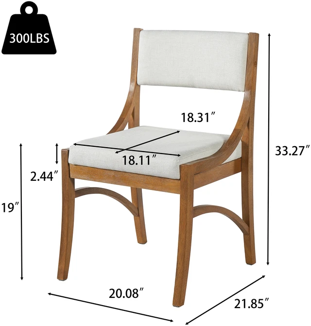 Alt view image 4 of 7 - Fabric Upholstered Dining Chairs, Kitchen Chairs with Curved Back Rubber Wood Frame Easy Assemble and Clean for Dining