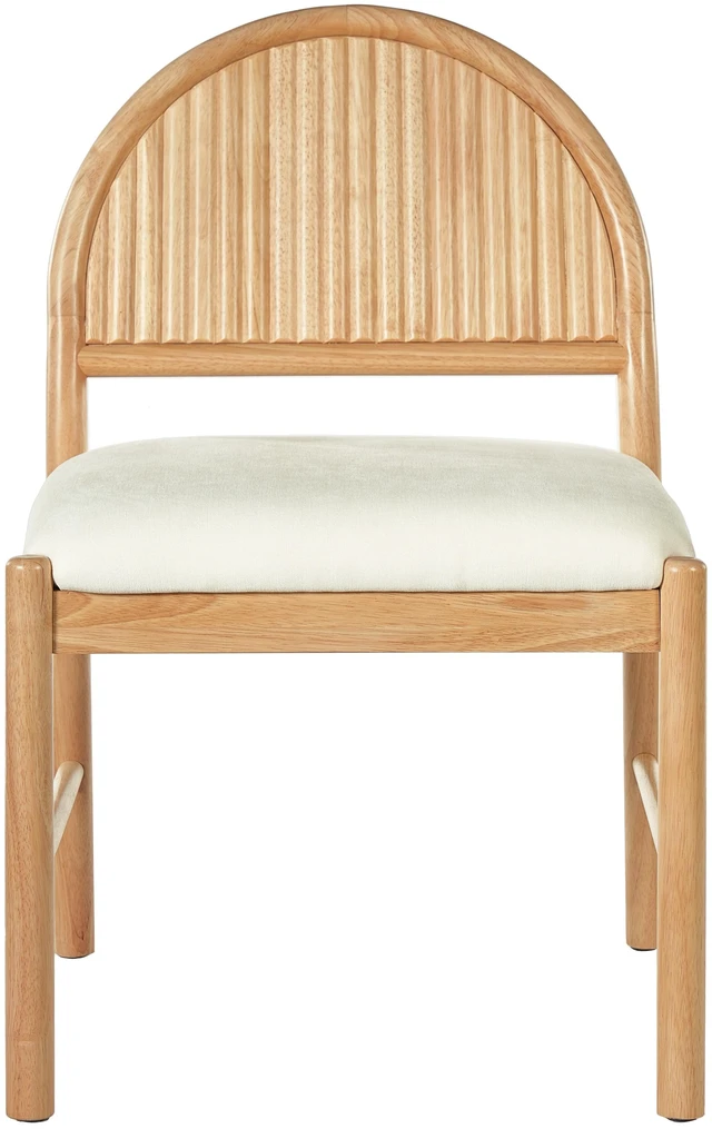 Alt view image 7 of 7 - Rubber Dining Chairs, Upholstered Kitchen Chairs with Fluted Backrest Mid Century Dining with Beige Fabric Cushion