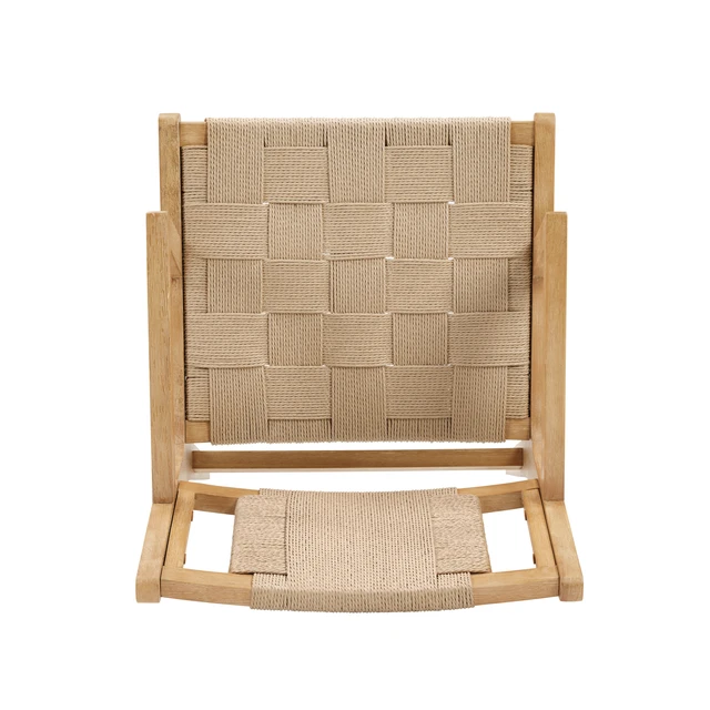 Alt view image 7 of 7 - Solid Dining Arm Chair with Woven Rope Design Set, Beige Natural, Paper Rope and Rubber Wood, Seating for Dining