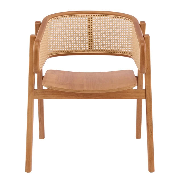 Alt view image 7 of 7 - Rattan and Rubber Dining Chairs with Armrests, Set, Natural, Rattan and Rubber Wood, Seating for Dining
