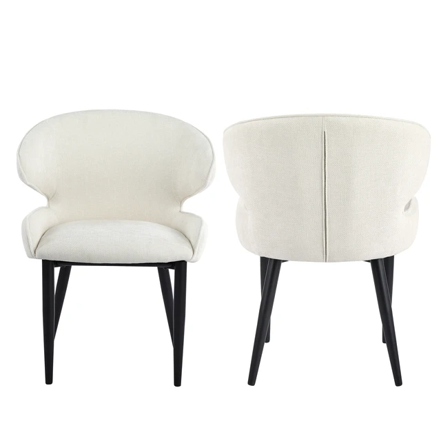 Alt view image 4 of 7 - Fabric Dining Chair, Set, Beige Black, Fabric and Iron, Seating for Dining