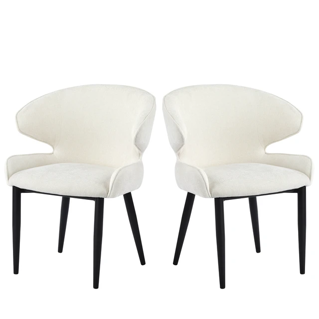 Alt view image 5 of 7 - Fabric Dining Chair, Set, Beige Black, Fabric and Iron, Seating for Dining