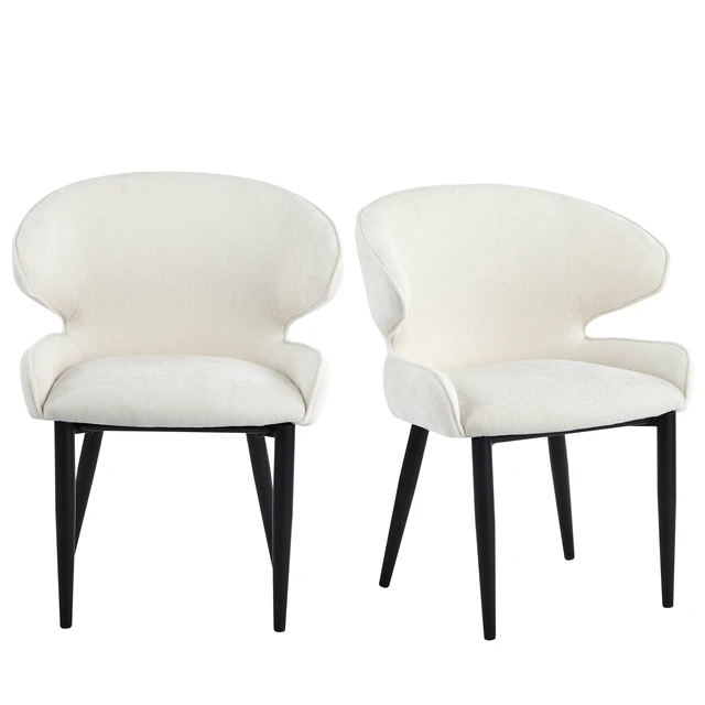Alt view image 6 of 7 - Fabric Dining Chair, Set, Beige Black, Fabric and Iron, Seating for Dining