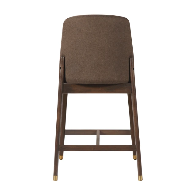 Alt view image 7 of 7 - Indoor Wooden Upholstered Counter Stool, Walnut Finish with Taupe Cushion Set, Taupe Walnut, Fabric, Plywood and Rubber