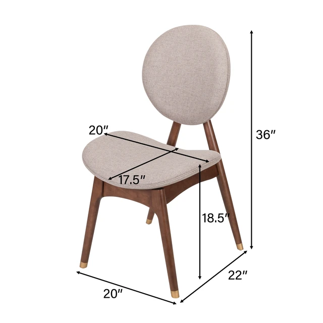 Alt view image 3 of 7 - Indoor Dining Chair Set, Grey, Wood and Fabric, Seating for Dining
