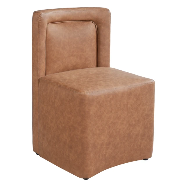 Alt view image 7 of 7 - Set Upholstered Dining Chairs, Fully Assembled 400 LBS Capacity, Camel, Plywood and PU, Seating for Dining