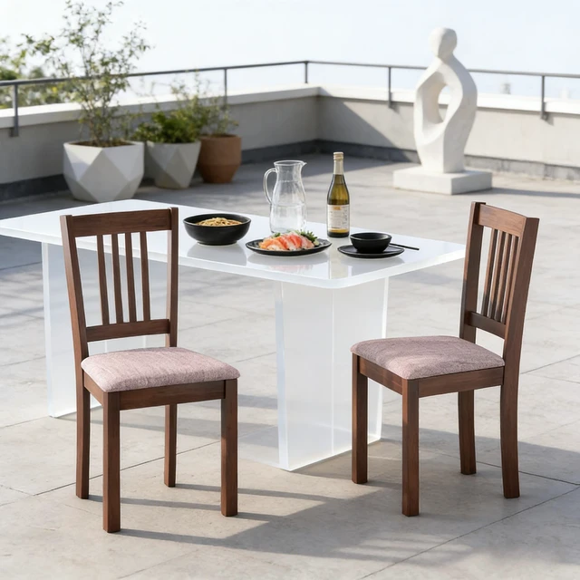 Alt view image 2 of 7 - Soft Upholstered Kitchen Chairs, Dining Chairs Set, Brown Light, Foam, Linen and Rubber Wood, Seating for Dining