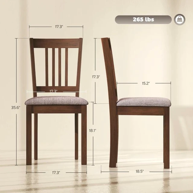 Alt view image 7 of 7 - Soft Upholstered Kitchen Chairs, Dining Chairs Set, Brown Light, Foam, Linen and Rubber Wood, Seating for Dining