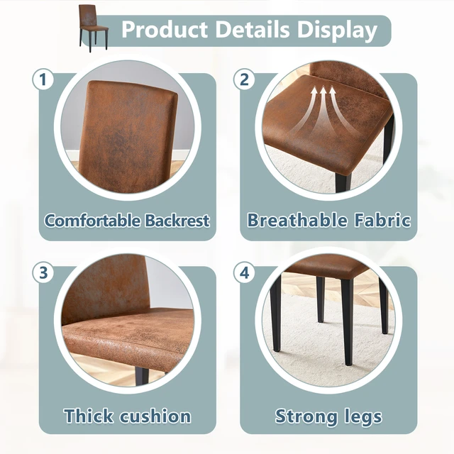 Alt view image 6 of 7 - Four Technology Fabric Dining Chairs, Simple and Accompanied Exquisite and Dining Chairs Unlock New Experience Set