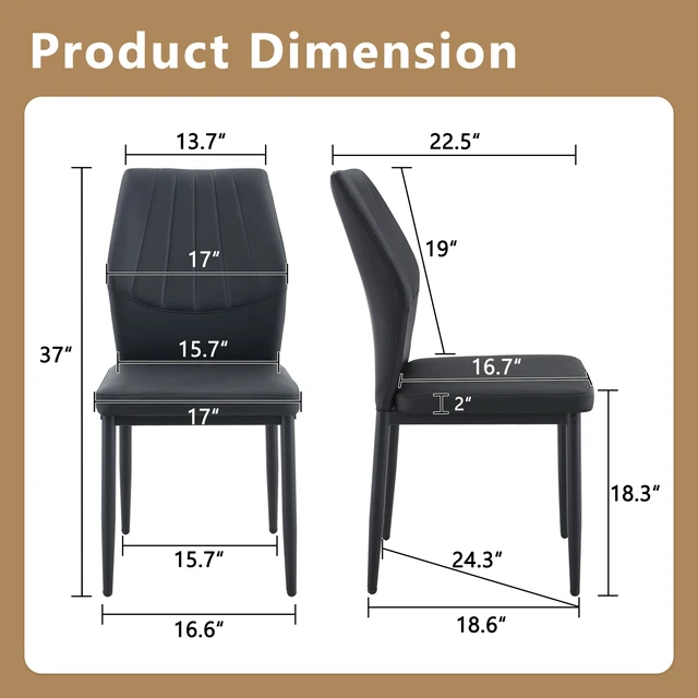 Alt view image 3 of 7 - Set Dining Chairs, 37 Inches High Ergonomic Backrest Combines Comfort and Perfectly Blends Comfort and Elegance