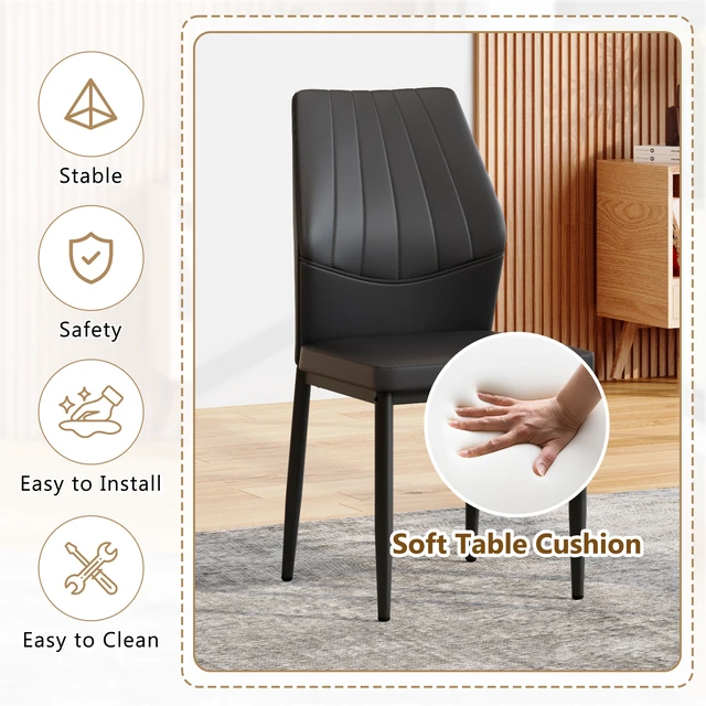 Alt view image 4 of 7 - Set Dining Chairs, 37 Inches High Ergonomic Backrest Combines Comfort and Perfectly Blends Comfort and Elegance