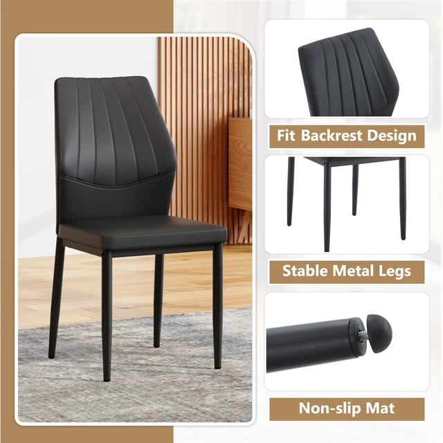 Alt view image 5 of 7 - Set Dining Chairs, 37 Inches High Ergonomic Backrest Combines Comfort and Perfectly Blends Comfort and Elegance