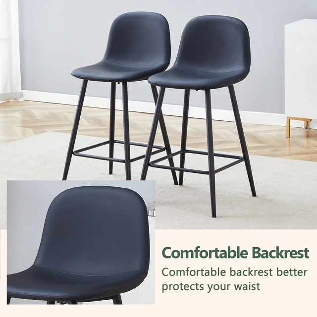 Alt view image 5 of 7 - Bar Chair Set 2 Pieces, Stable Comfort Thoughtful Design Rounded Backrest Suitable for Placement in Bars Living Bars