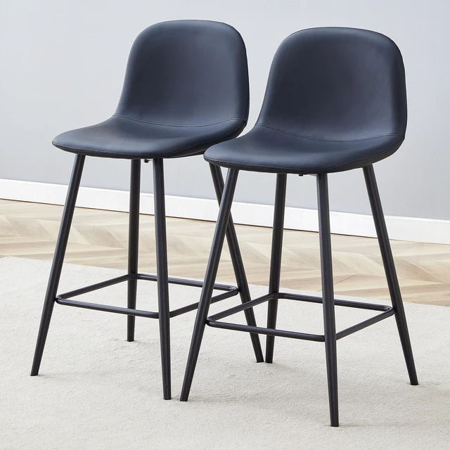 Alt view image 2 of 7 - Bar Chair Set 2 Pieces, Stable Comfort Thoughtful Design Rounded Backrest Suitable for Placement in Bars Living Bars