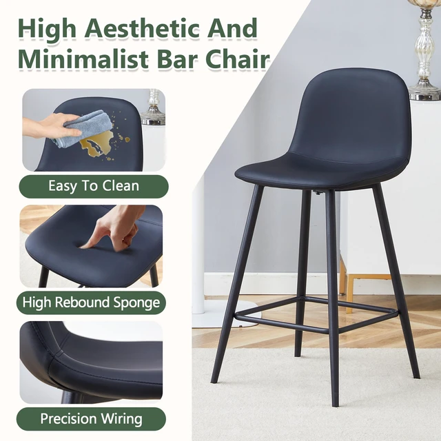 Alt view image 7 of 7 - Bar Chair Set 2 Pieces, Stable Comfort Thoughtful Design Rounded Backrest Suitable for Placement in Bars Living Bars