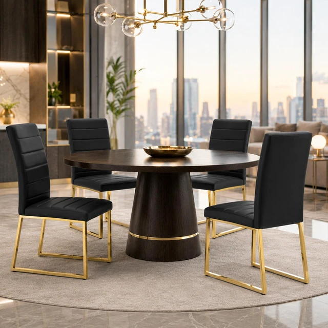Alt view image 3 of 7 - Pack Heavy Duty Chairs Set Inchthick Cushion, Iron Frame for Colors Value, Black Gold, Metal and PU, Seating for Dining